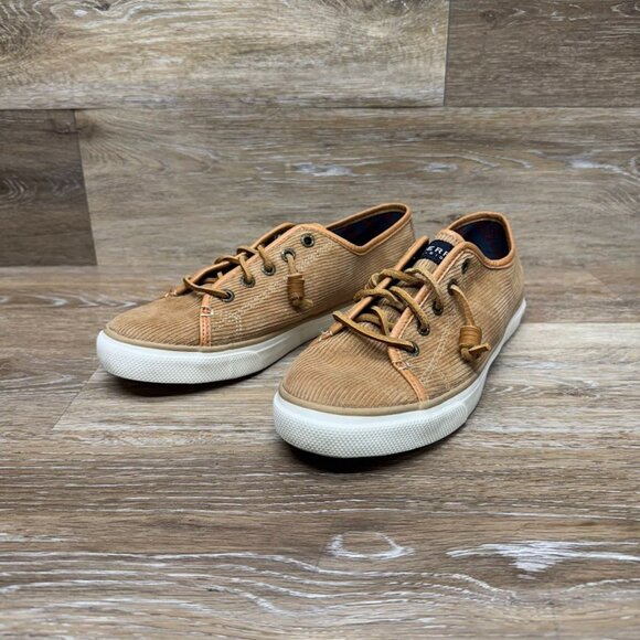 Sperry Top Sider Seacoast Tan Corduroy Lace Up Shoes Women's Size 10 - Picture 1 of 7